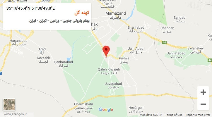روستای کهنه گل بر روی نقشه