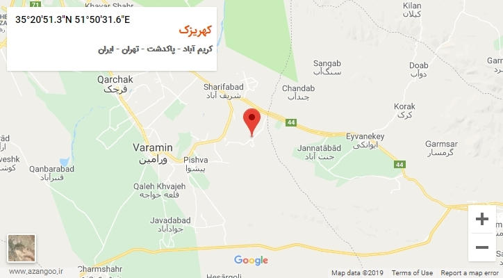 روستای کهریزک بر روی نقشه