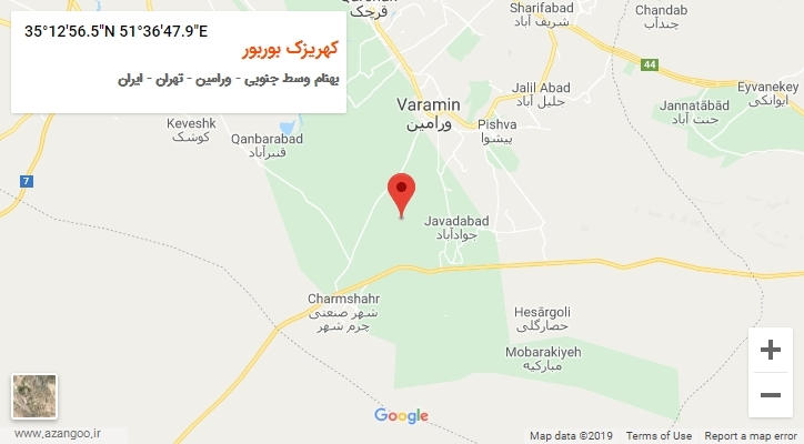 روستای کهریزک بوربور بر روی نقشه
