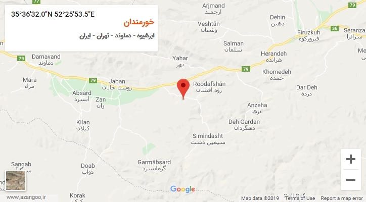 روستای خورمندان بر روی نقشه