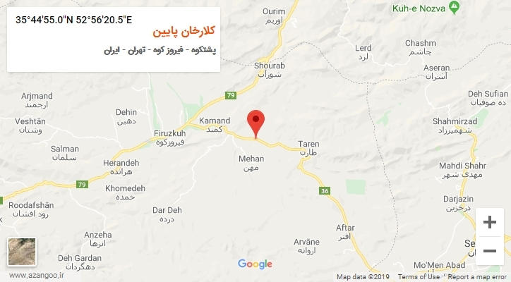 روستای کلارخان پایین بر روی نقشه