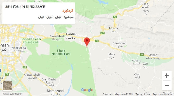 روستای کردنبرد بر روی نقشه