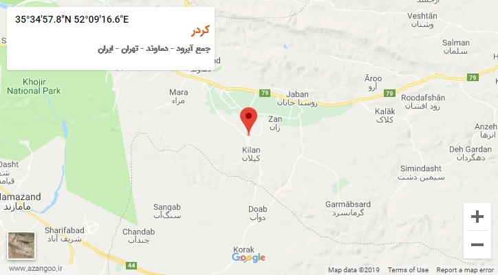 روستای کردر بر روی نقشه