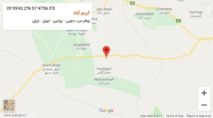 روستای کریم آباد بر روی نقشه