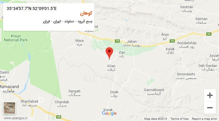 روستای کوهان بر روی نقشه