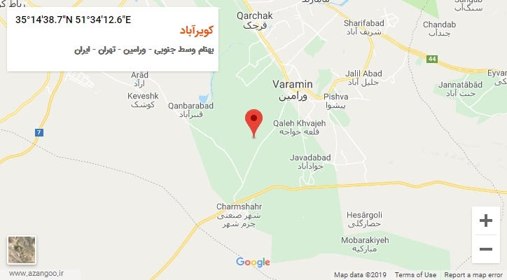 روستای کویرآباد بر روی نقشه