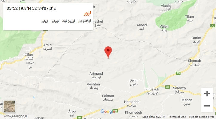 روستای لزور بر روی نقشه