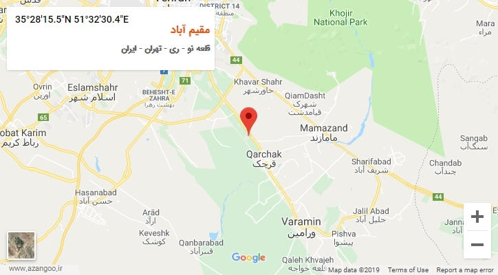 روستای مقیم آباد بر روی نقشه