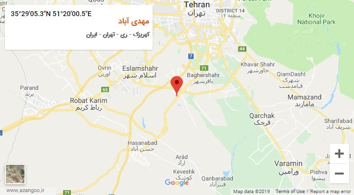 روستای مهدی آباد بر روی نقشه
