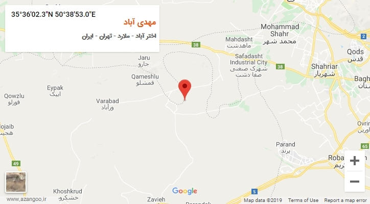روستای مهدی آباد بر روی نقشه