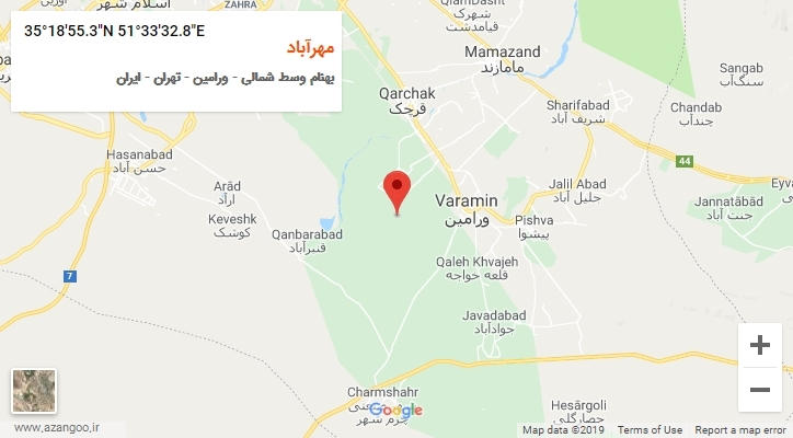 روستای مهرآباد بر روی نقشه