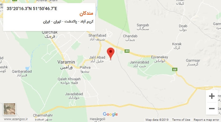 روستای مندکان بر روی نقشه
