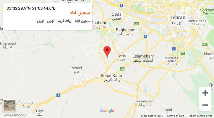روستای منجیل آباد بر روی نقشه