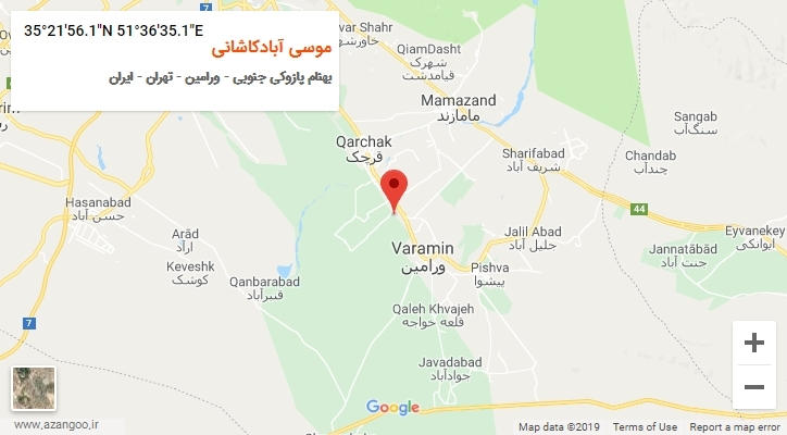 روستای موسی آبادکاشانی بر روی نقشه