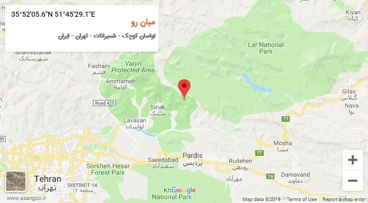 روستای میان رو بر روی نقشه