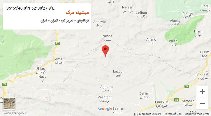 روستای میشینه مرگ بر روی نقشه