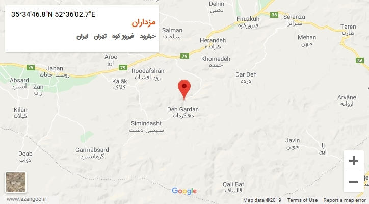 روستای مزداران بر روی نقشه