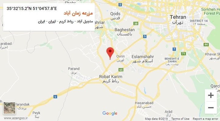روستای مزرعه زمان آباد بر روی نقشه