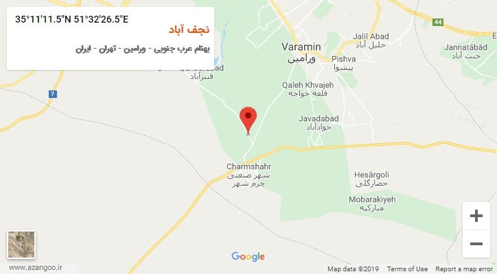 روستای نجف آباد بر روی نقشه