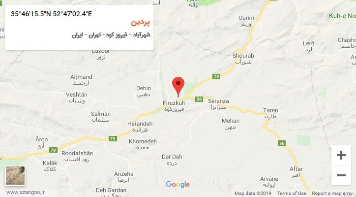 روستای پردین بر روی نقشه