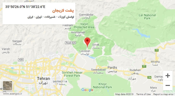 روستای پشت لاریجان بر روی نقشه