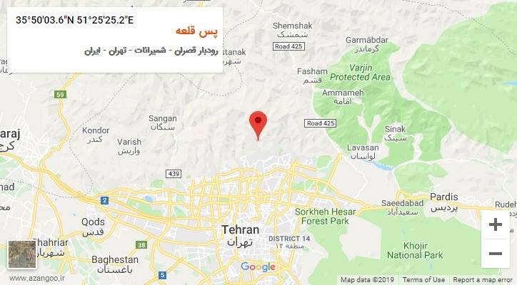 روستای پس قلعه بر روی نقشه