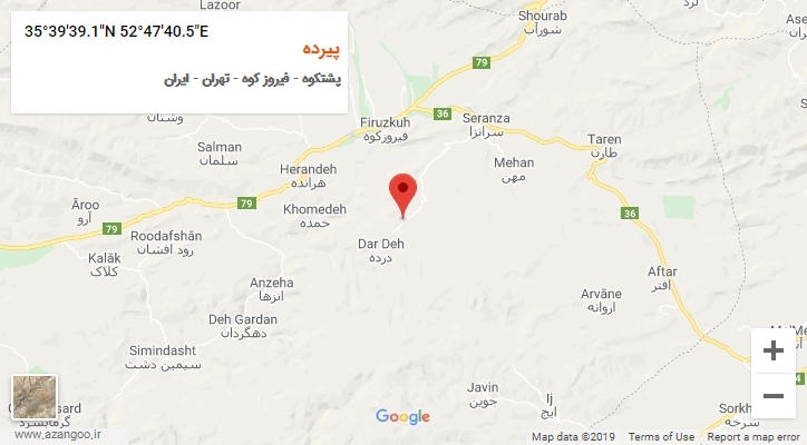 روستای پیرده بر روی نقشه