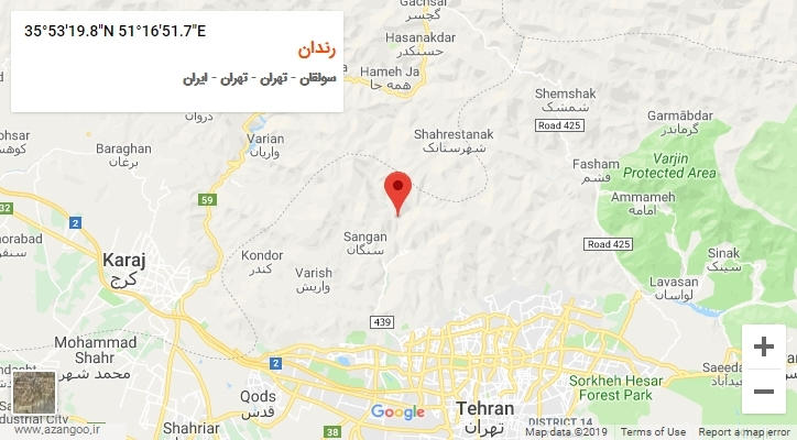 روستای رندان بر روی نقشه