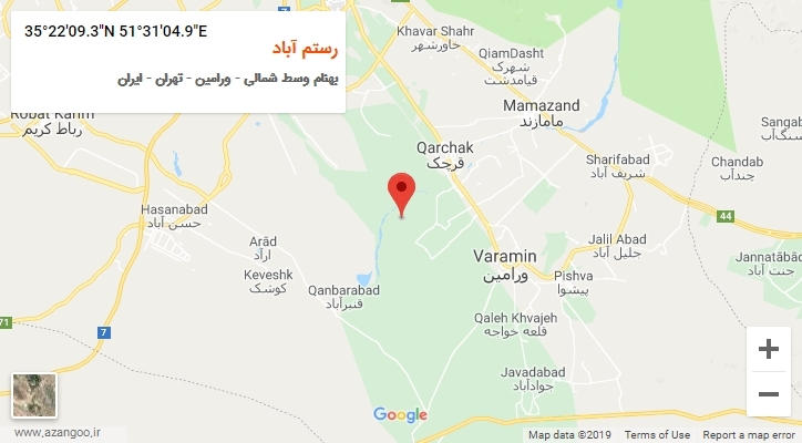 روستای رستم آباد بر روی نقشه