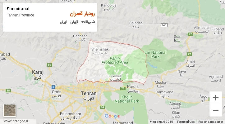 دهستان رودبار قصران بر روی نقشه