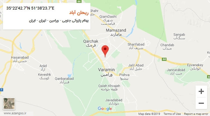 روستای ریحان آباد بر روی نقشه