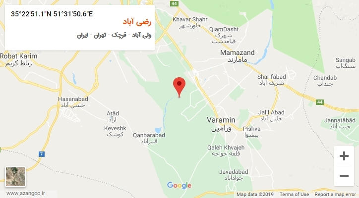 روستای رضی آباد بر روی نقشه