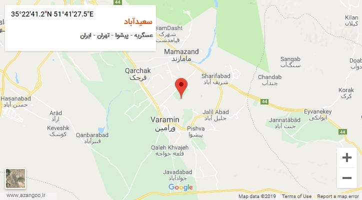 روستای سعیدآباد بر روی نقشه
