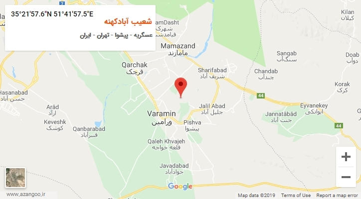 روستای شعیب آبادکهنه بر روی نقشه