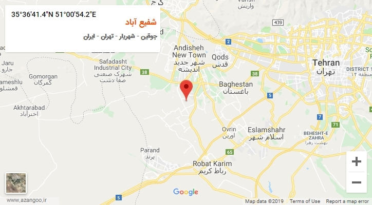 روستای شفیع آباد بر روی نقشه