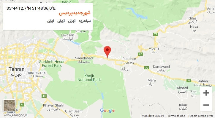 روستای شهرجدیدپردیس بر روی نقشه