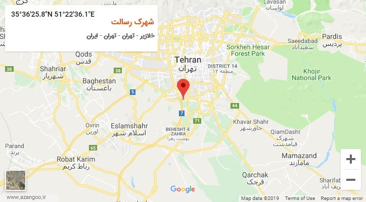 روستای شهرک رسالت بر روی نقشه