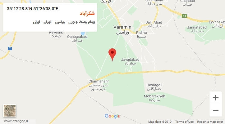 روستای شکرآباد بر روی نقشه
