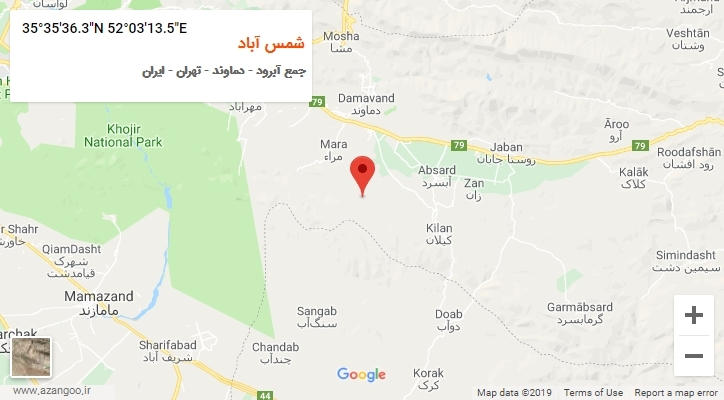 روستای شمس آباد بر روی نقشه