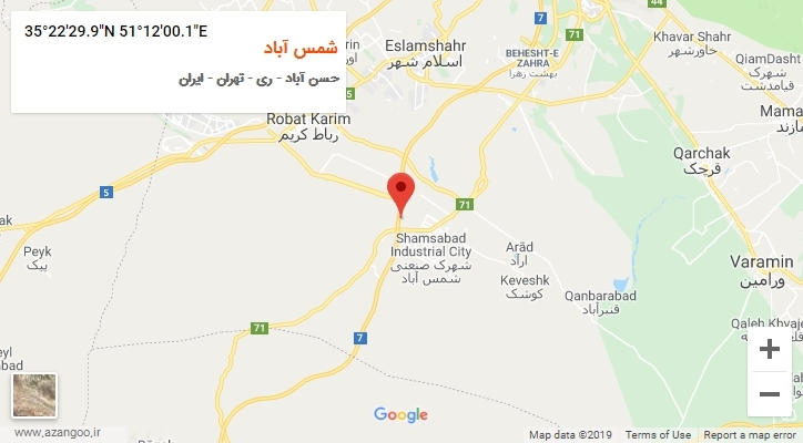 روستای شمس آباد بر روی نقشه
