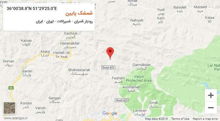 روستای شمشک پایین بر روی نقشه