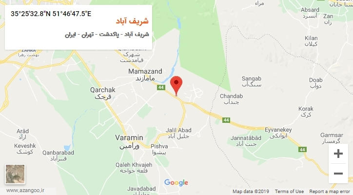 روستای شریف آباد بر روی نقشه