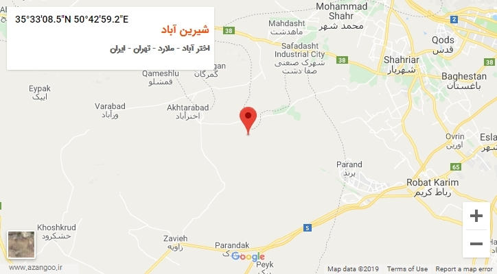 روستای شیرین آباد بر روی نقشه