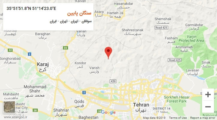 روستای سنگان پایین بر روی نقشه
