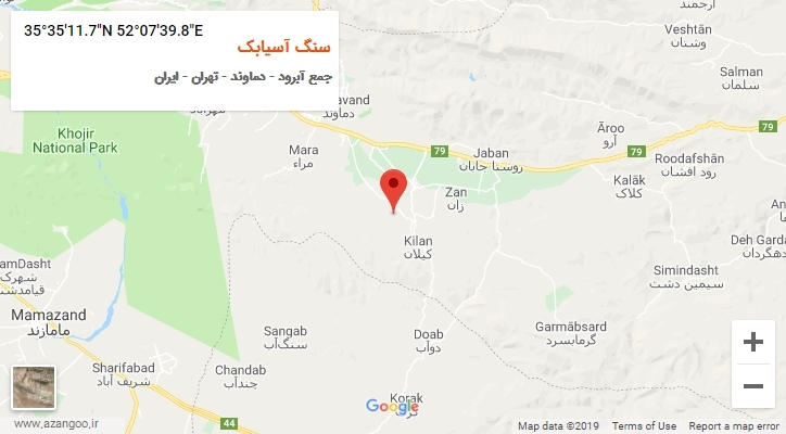 روستای سنگ آسیابک بر روی نقشه