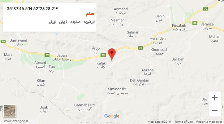 روستای صنم بر روی نقشه