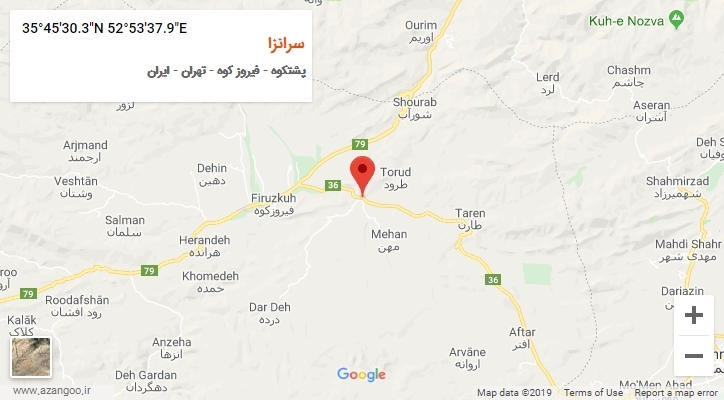 روستای سرانزا بر روی نقشه
