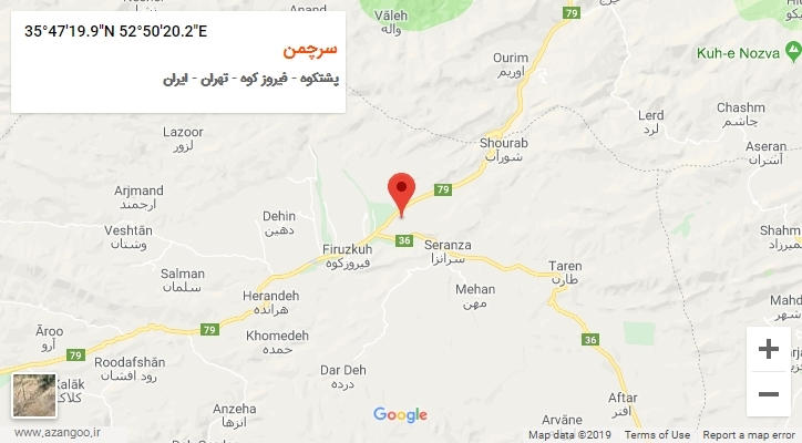 روستای سرچمن بر روی نقشه