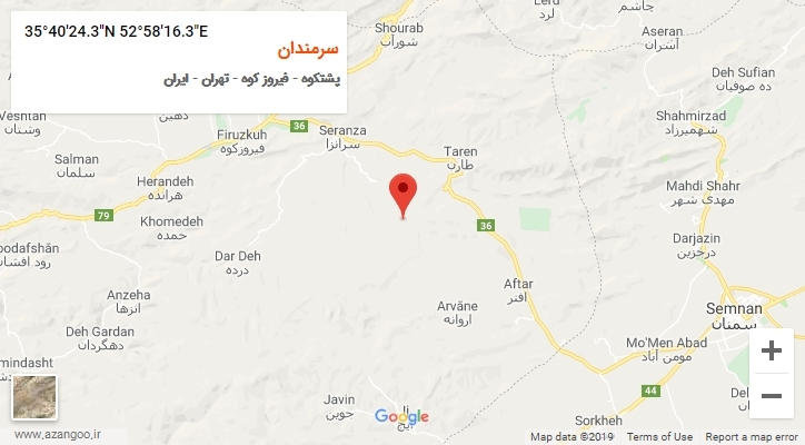 روستای سرمندان بر روی نقشه