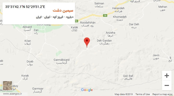 روستای سیمین دشت بر روی نقشه